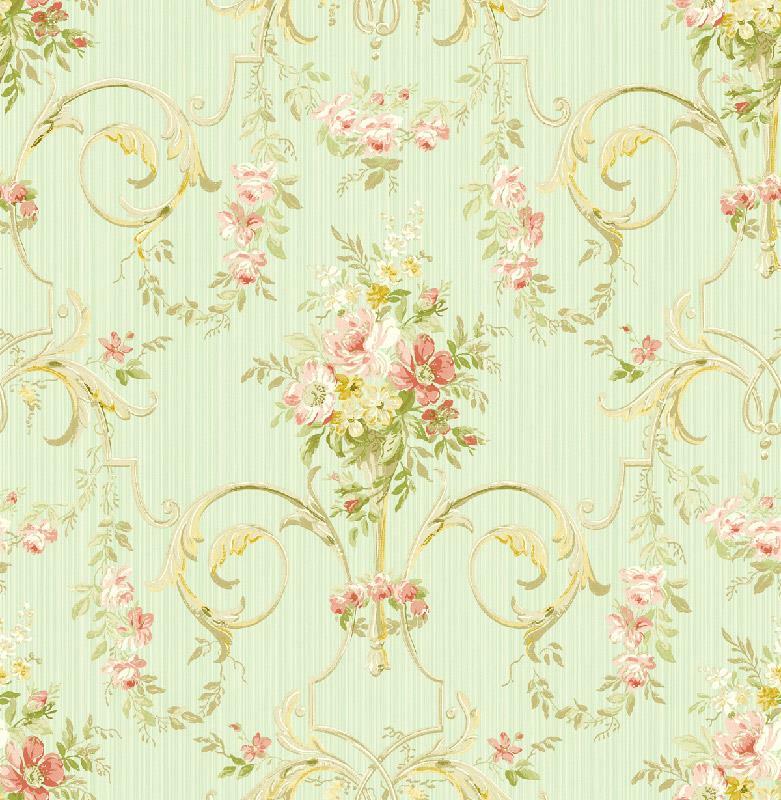 Wallpaper French Pink Red Gold Green Tan Floral Arabesque Scroll, 56 Sq Ft Bolt Wallpaper French Pink Red Gold Green Tan Floral Arabesque Scroll, 56 Sq Ft Bolt