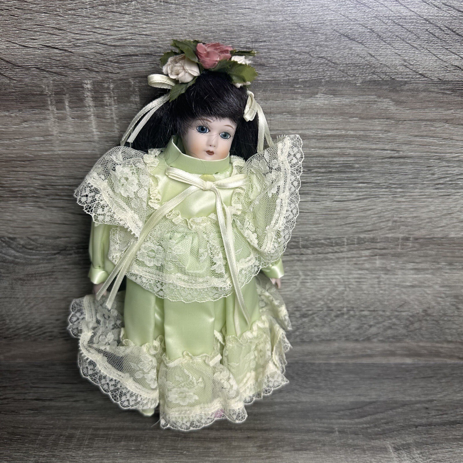 Vintage Brinn\'s Doll 10” Collectible Porcelain Doll Green Dress 90’s Vintage Brinn\'s Doll 10” Collectible Porcelain Doll Green Dress 90’s