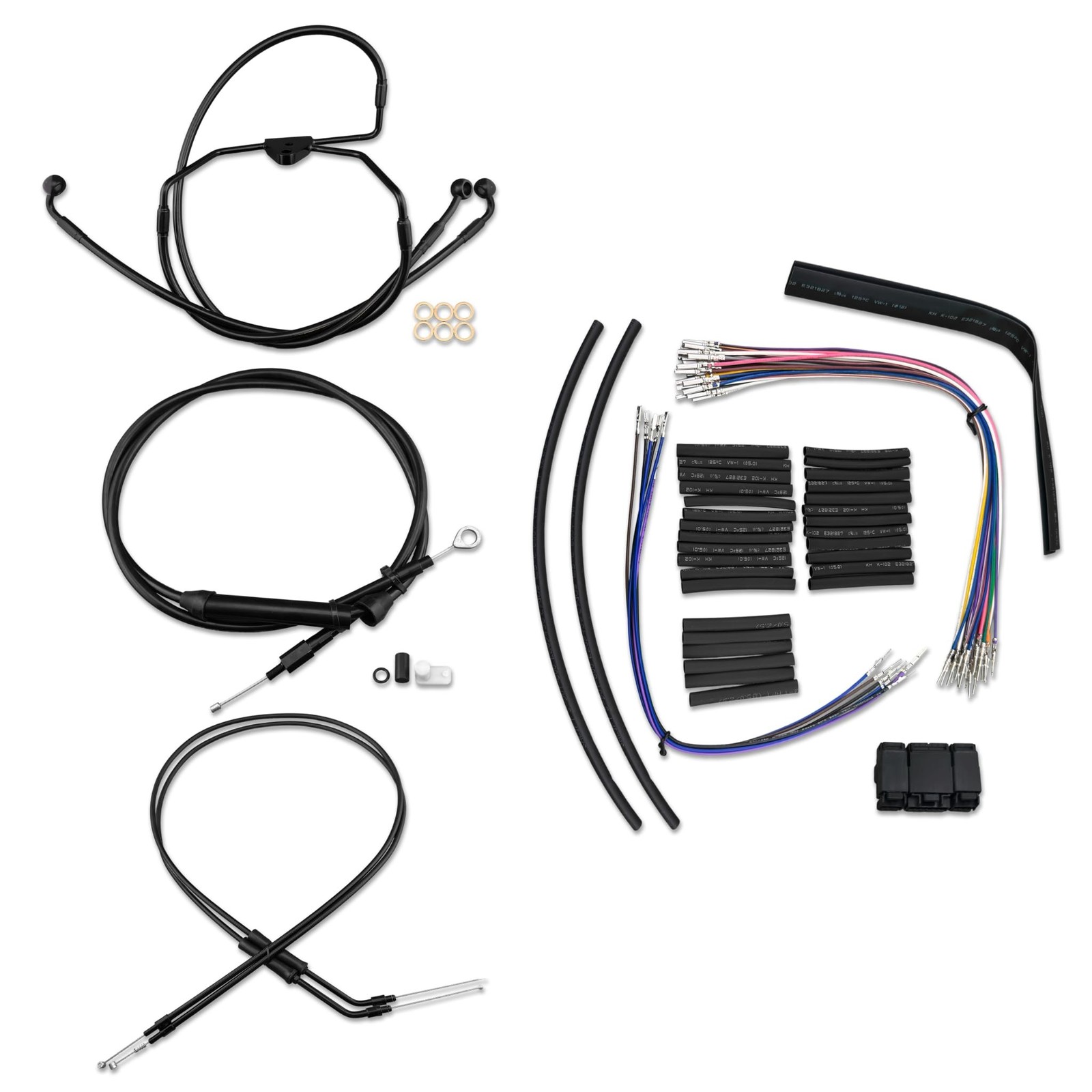 16 Inches Ape Hanger Black Stainless Handlebar Cable Kit Brake Line Clutch Ca... 16 Inches Ape Hanger Black Stainless Handlebar Cable Kit Brake Line Clutch Ca...