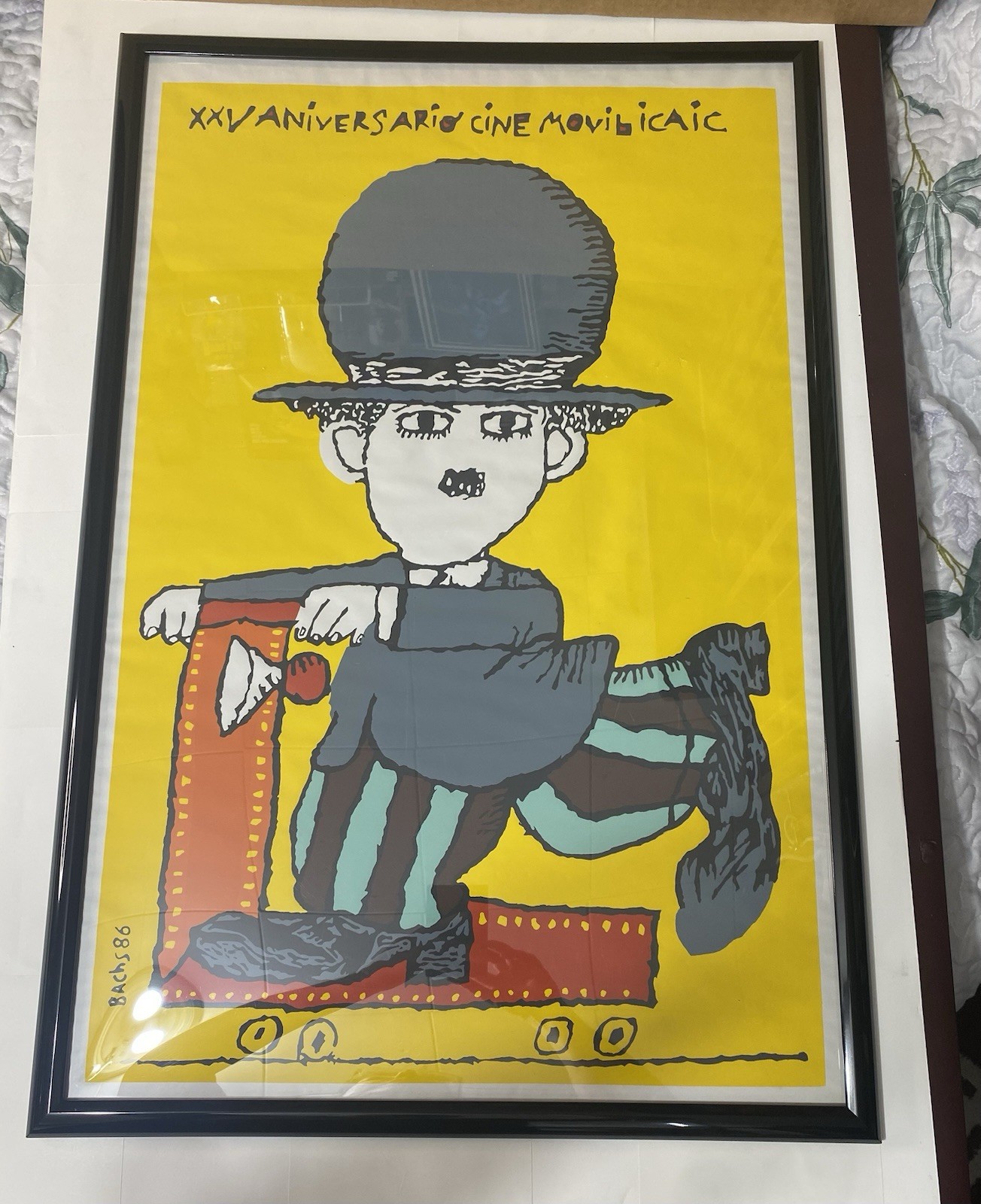 Vintage 1986 Original Film Poster Cine Movil BACHS CHARLIE CHAPLIN Screen Print
