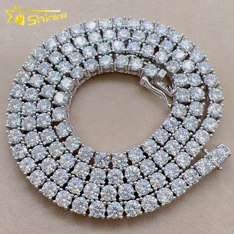 2-6.5mm Iced Out Moissanite Tennis Chain Necklace Bracelet S925 Sterling Silver