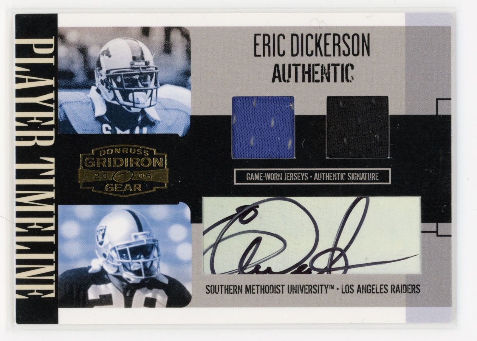 2006 Donruss Eric Dickerson Game Used Jersey Auto /5 #PT-17 Raiders 1173