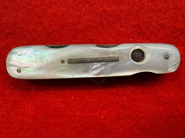 SCARCE 19TH C GEORGE BUTLER, SHEFFIELD MOP SCALED SMOKER’S KNIFE  (392)