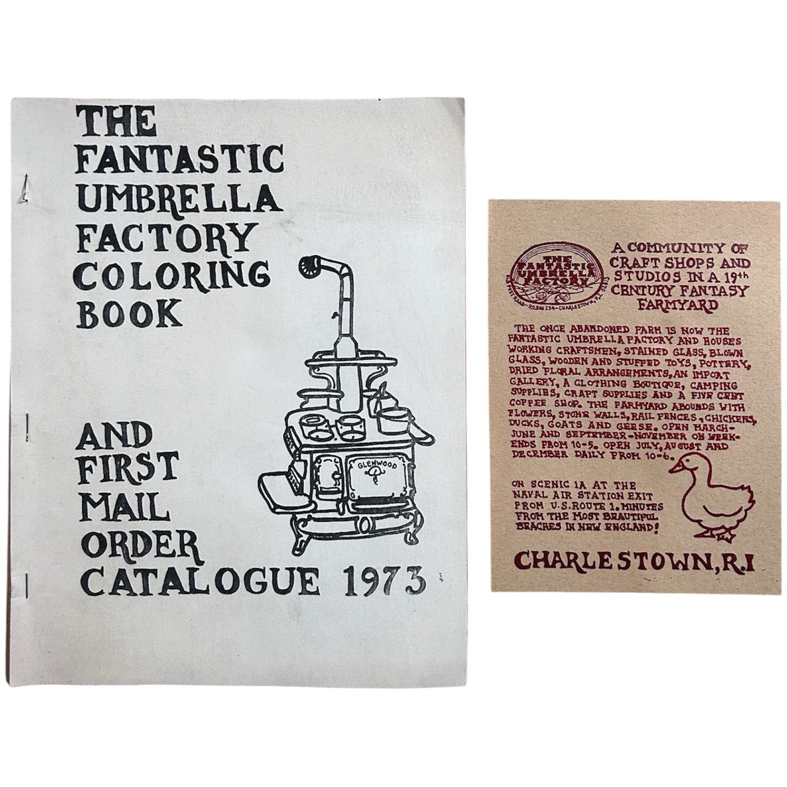 Rare 1973 FANTASTIC UMBRELLA FACTORY Catalog Coloring Book Charlestown RI Hippie