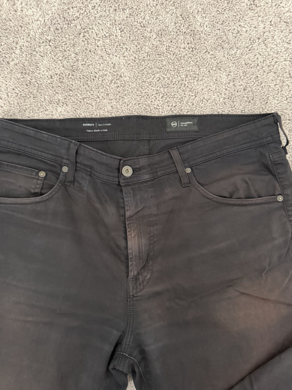 AG Adriano Goldschmied Everett Jeans Slim Straight Black Dark Wash Sz 36x32 AG Adriano Goldschmied Everett Jeans Slim Straight Black Dark Wash Sz 36x32