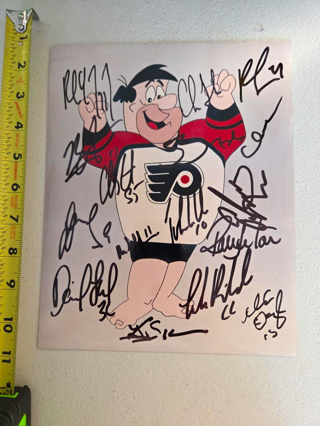 Philadelphia Flyers Multi-Signed Fred Flintstone Photo w/ COA Vintage Autographs