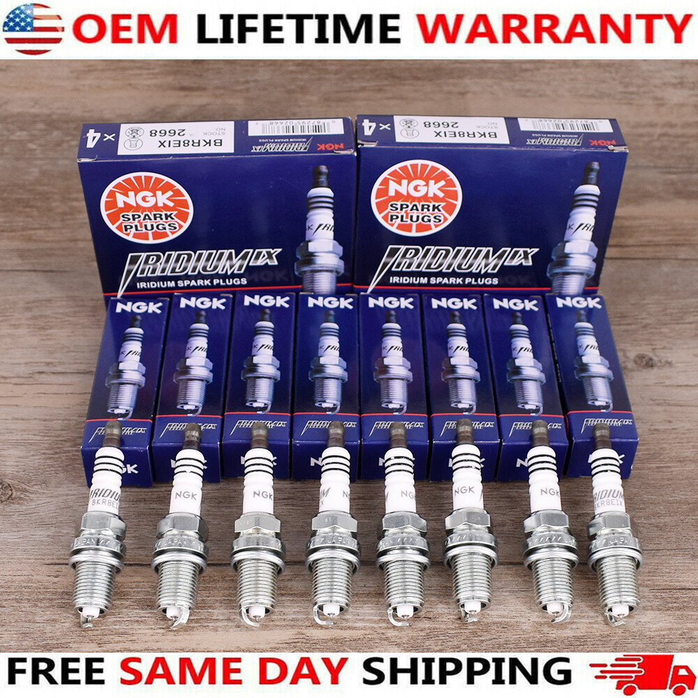 Set of 8 NGK BKR8EIX Iridium Spark Plugs Racing Colder Genuine 2668 USA Set of 8 NGK BKR8EIX Iridium Spark Plugs Racing Colder Genuine 2668 USA