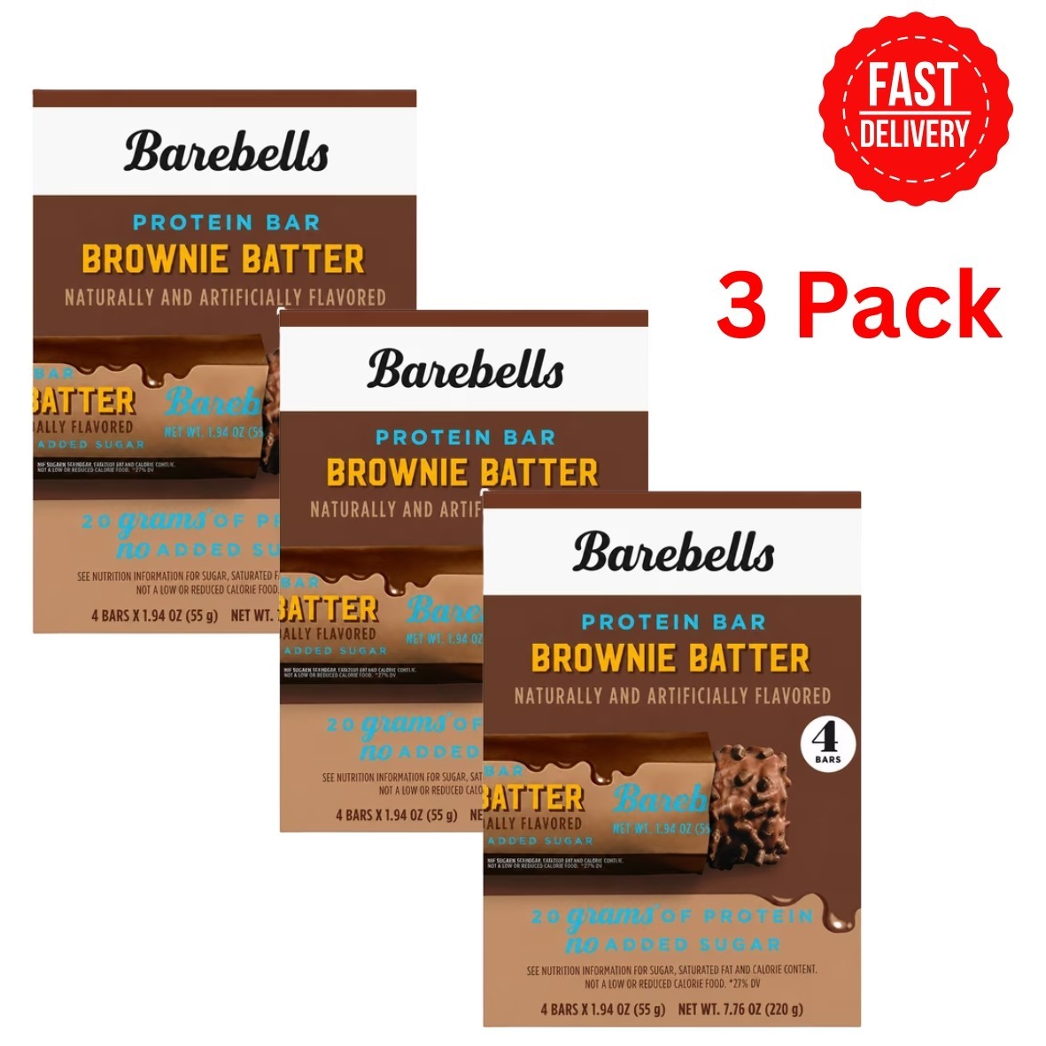 Barebells Protein Bars with 20G High Protein, 1.9Oz Bars, Brownie Batter -12 Ct Barebells Protein Bars with 20G High Protein, 1.9Oz Bars, Brownie Batter -12 Ct