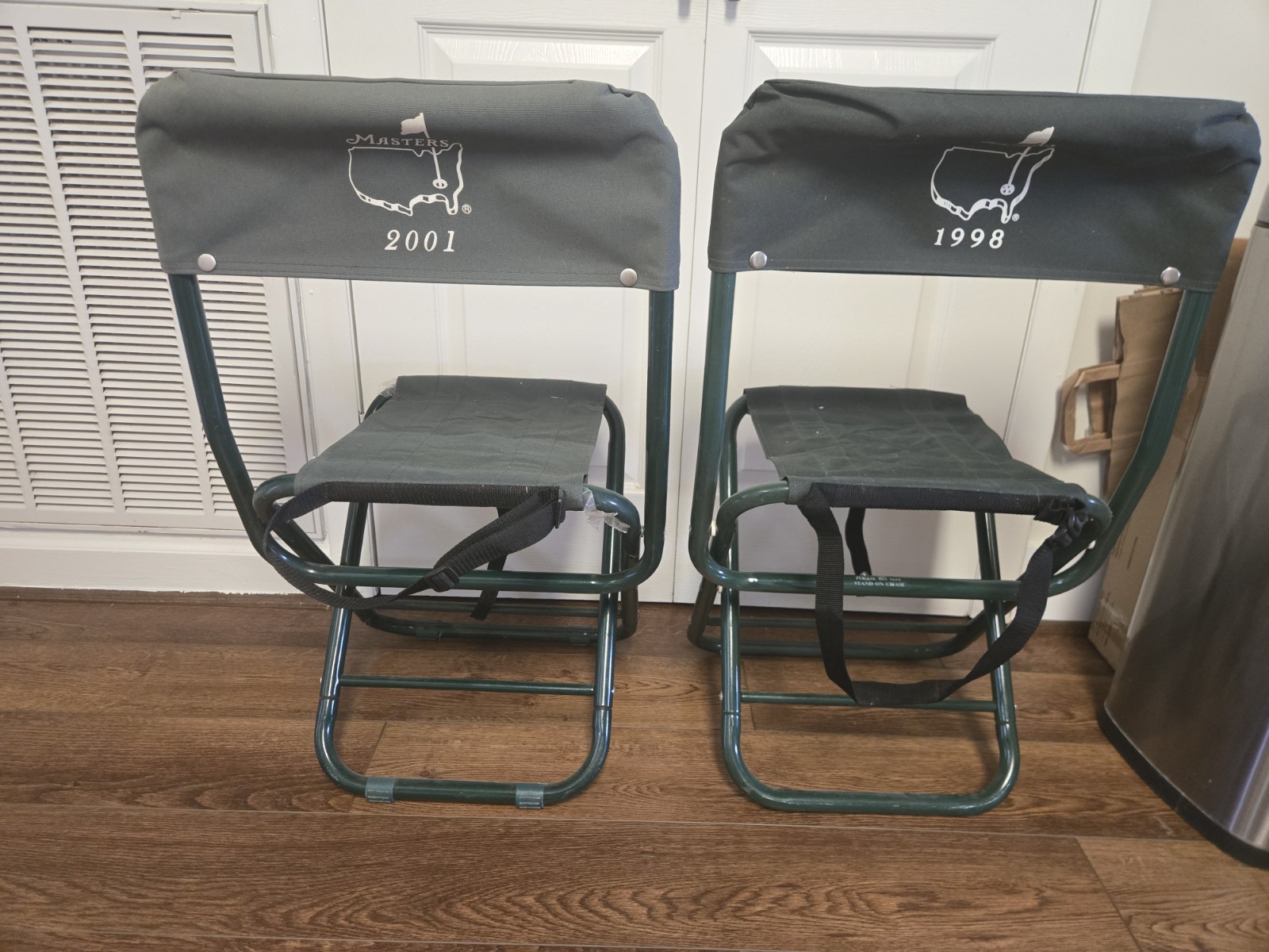 Vintage Augusta National 98 & 01 Masters Golf Folding Chair Set Of 2 Vintage Augusta National 98 & 01 Masters Golf Folding Chair Set Of 2