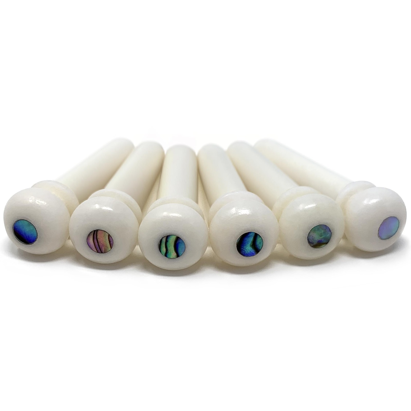 Crosby Unslotted Pure Bone Bridge Pins with Abalone Dot Inlay for 6 & 12 Stri... Crosby Unslotted Pure Bone Bridge Pins with Abalone Dot Inlay for 6 & 12 Stri...