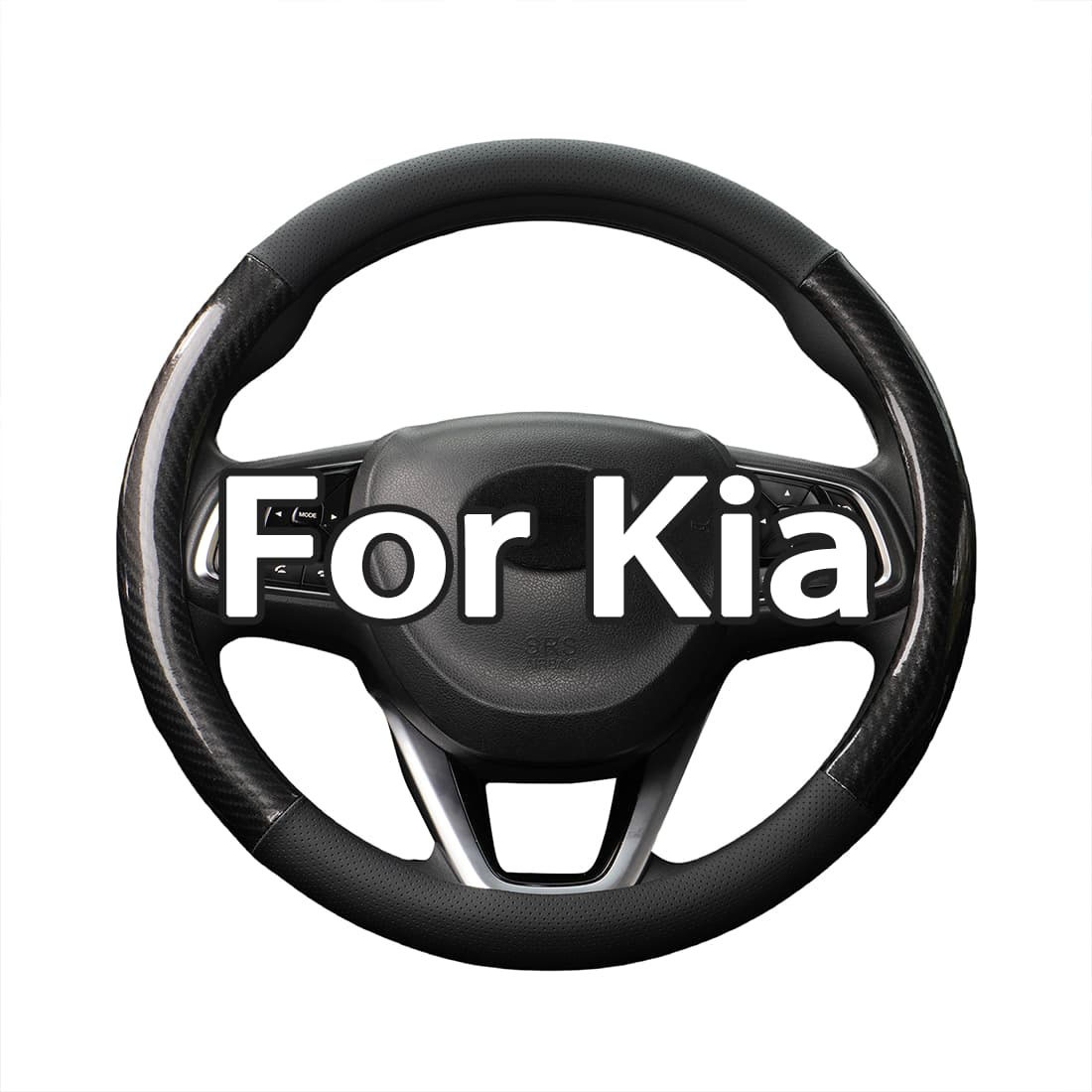 For Kia Car 15\'\' Black Leather Car Steering Wheel Cover Non-Slip Protector