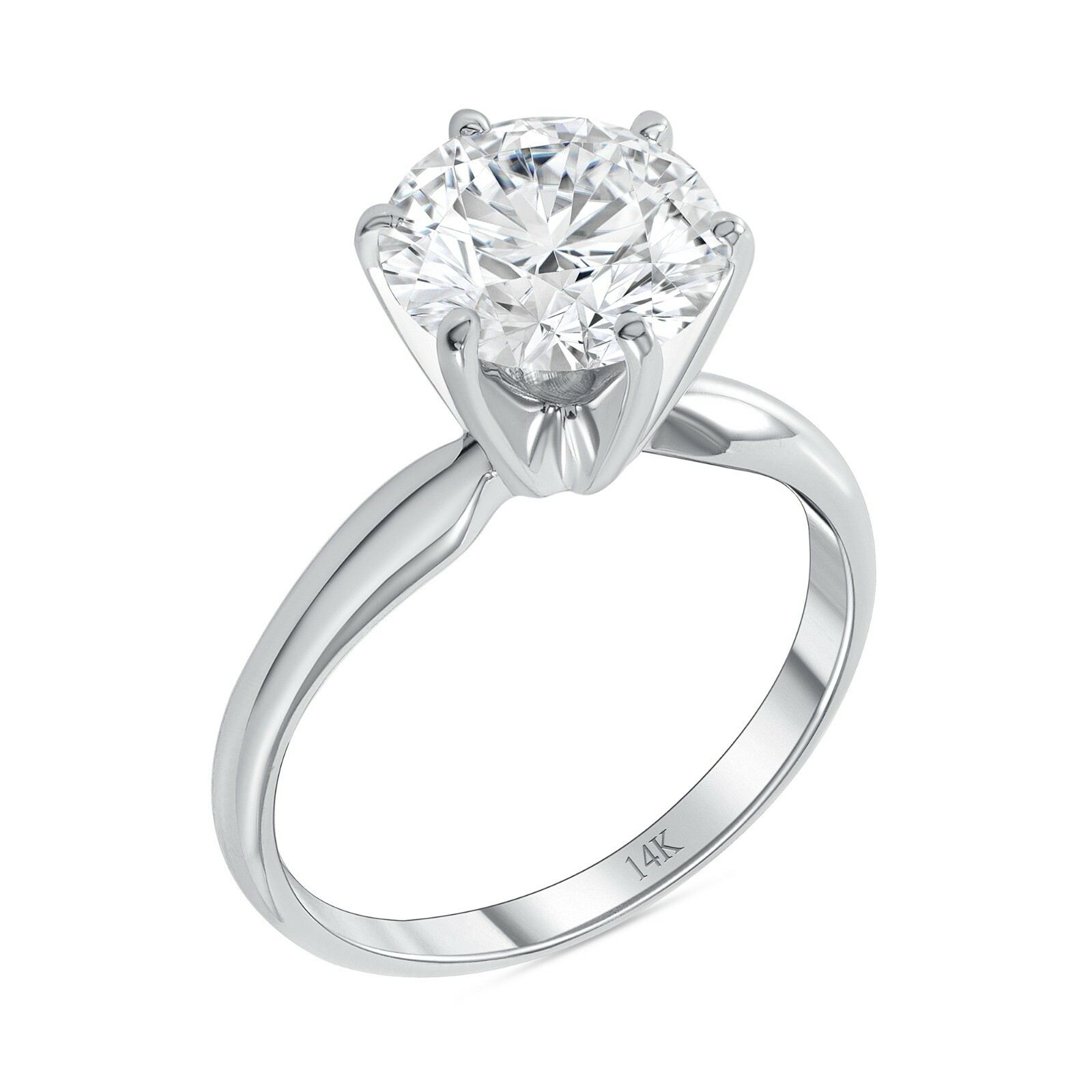 2.5 Ct Round E/VVS Lab Grown Diamond Solitaire Engagement Ring 14K White Gold