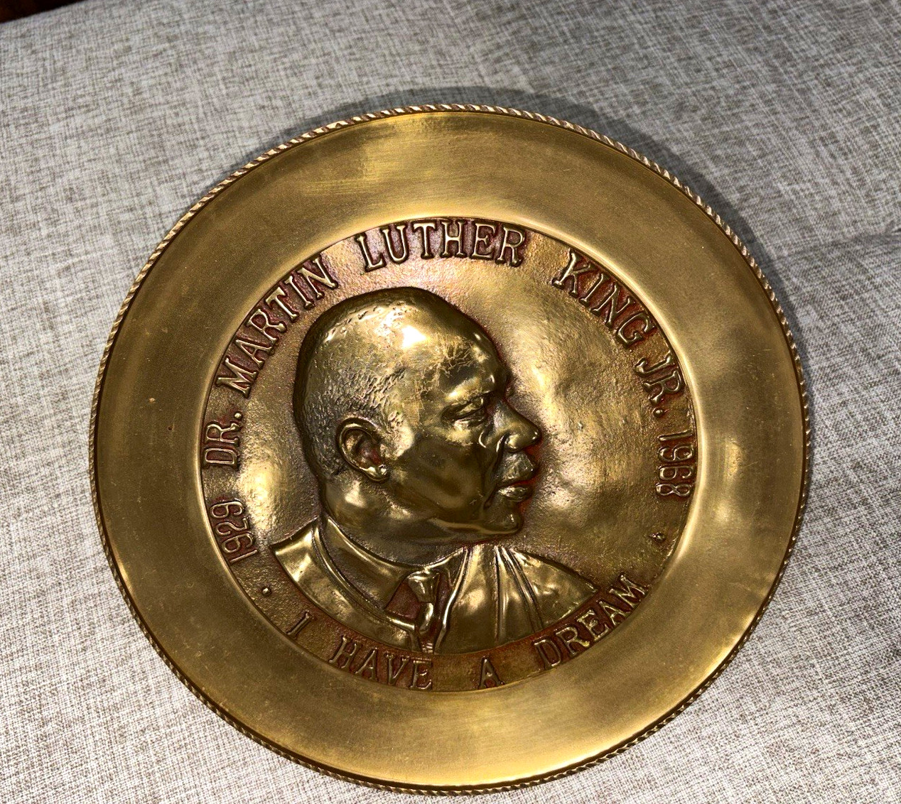Vintage 1968 Dr. Martin Luther King Jr Commemorative Brass/Bronze Plate