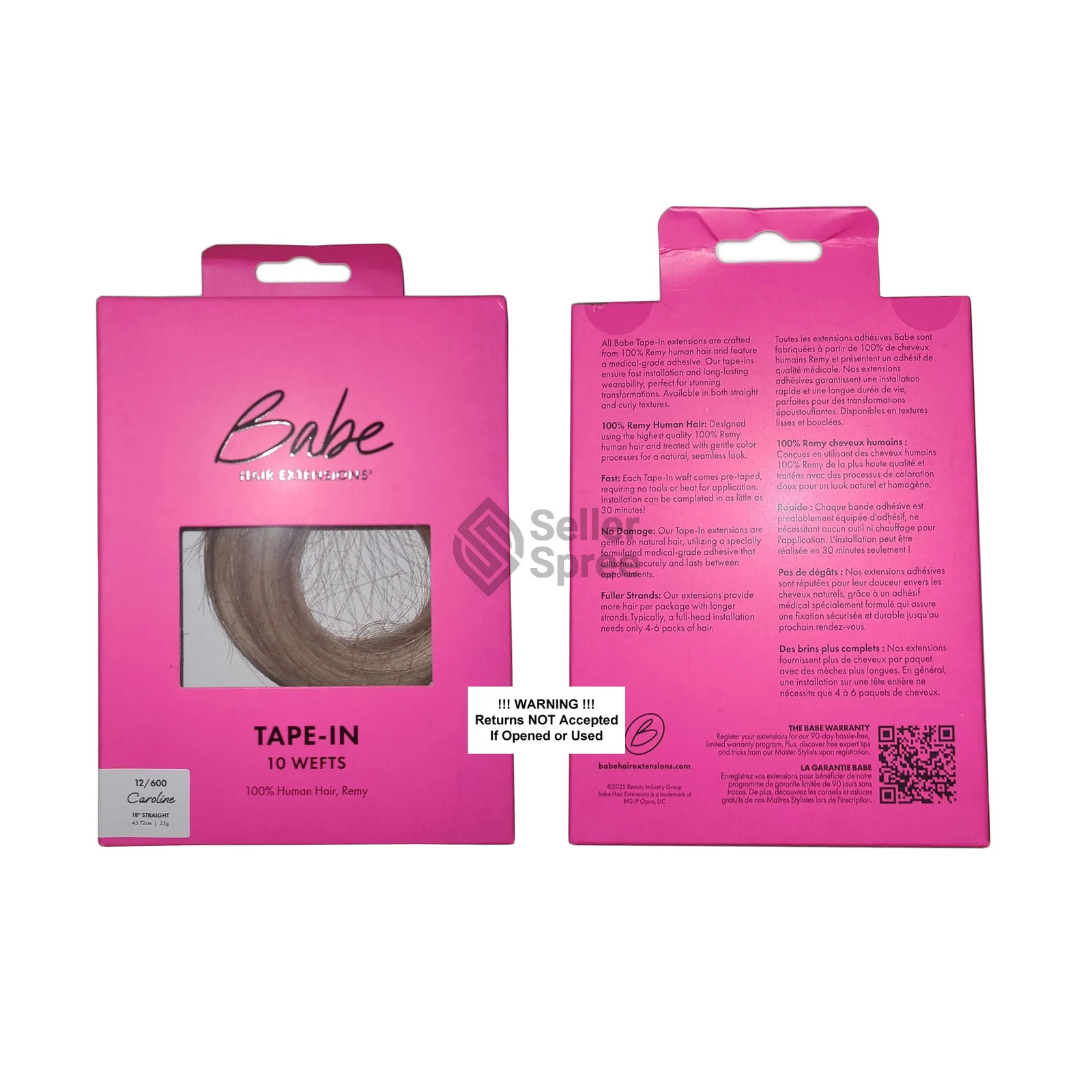 Babe Tape-In 18 Inch Caroline #12/600 Hair Extensions 10 Wefts Straight Color Babe Tape-In 18 Inch Caroline #12/600 Hair Extensions 10 Wefts Straight Color