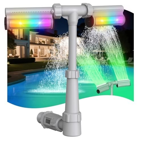 Pool Waterfall Fountain Lights, 7 Color Changing, Adjustable Sprayer, Outdoor Pool Waterfall Fountain Lights, 7 Color Changing, Adjustable Sprayer, Outdoor