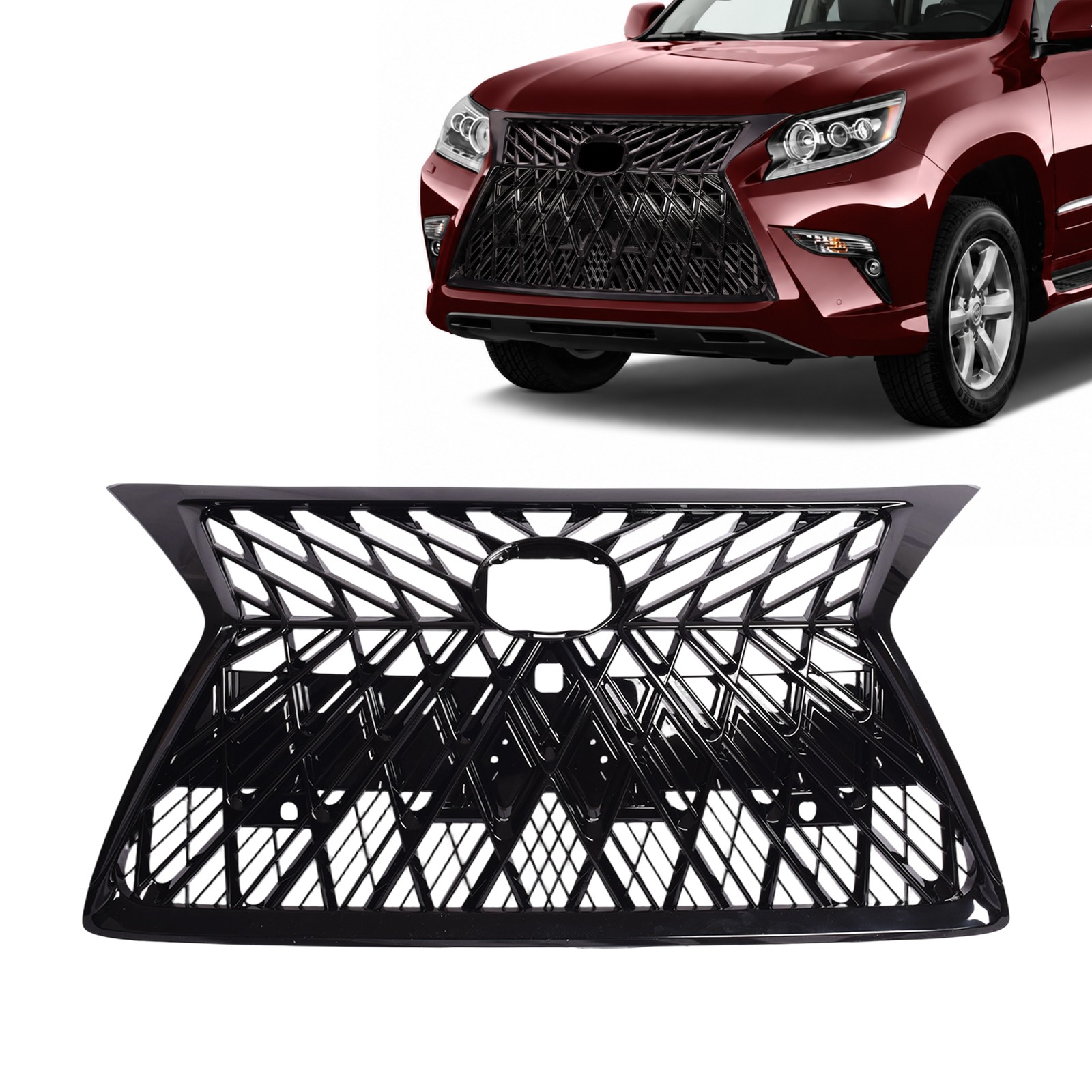 Front Upper Grille Assembly Gloss Black For Lexus GX460 2014 2015 2016-2021