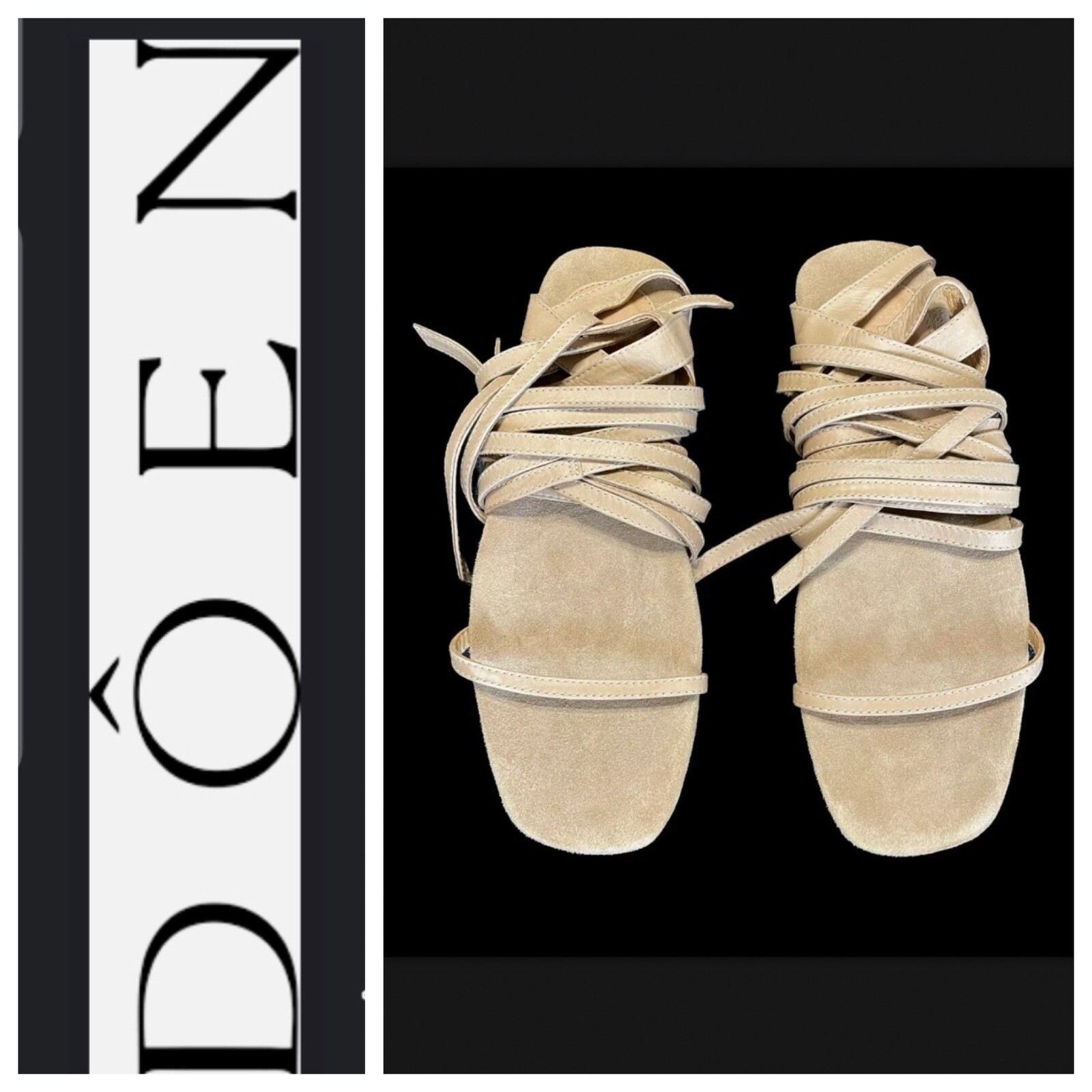 NWOT Doen Leather Flat Lace Up Sandals Size 5 Tan/Nude Gladiator Style