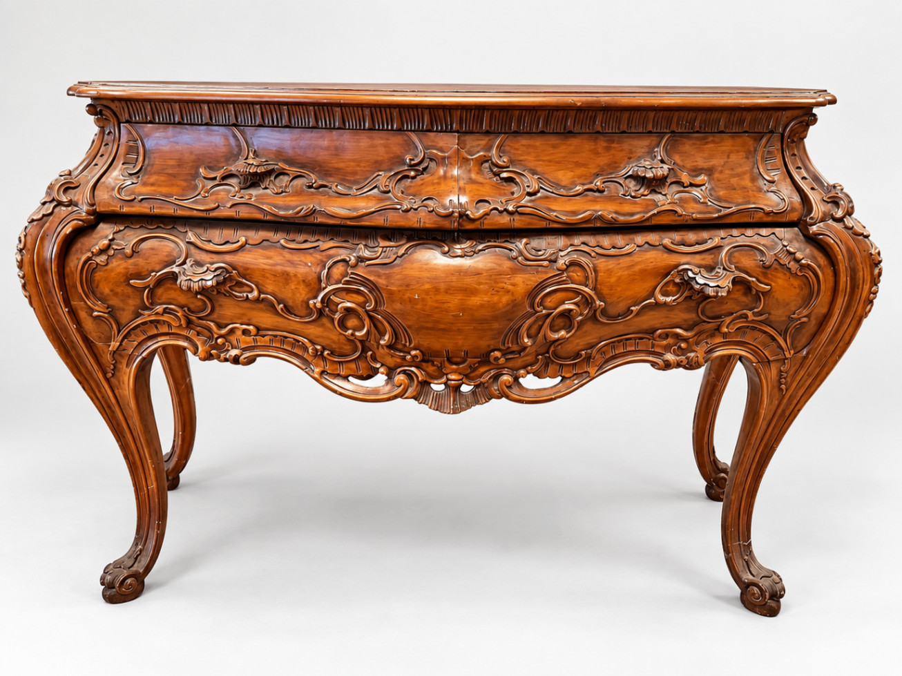 Antique French Carved Wood Console Table Ornate Rococo Baroque Style