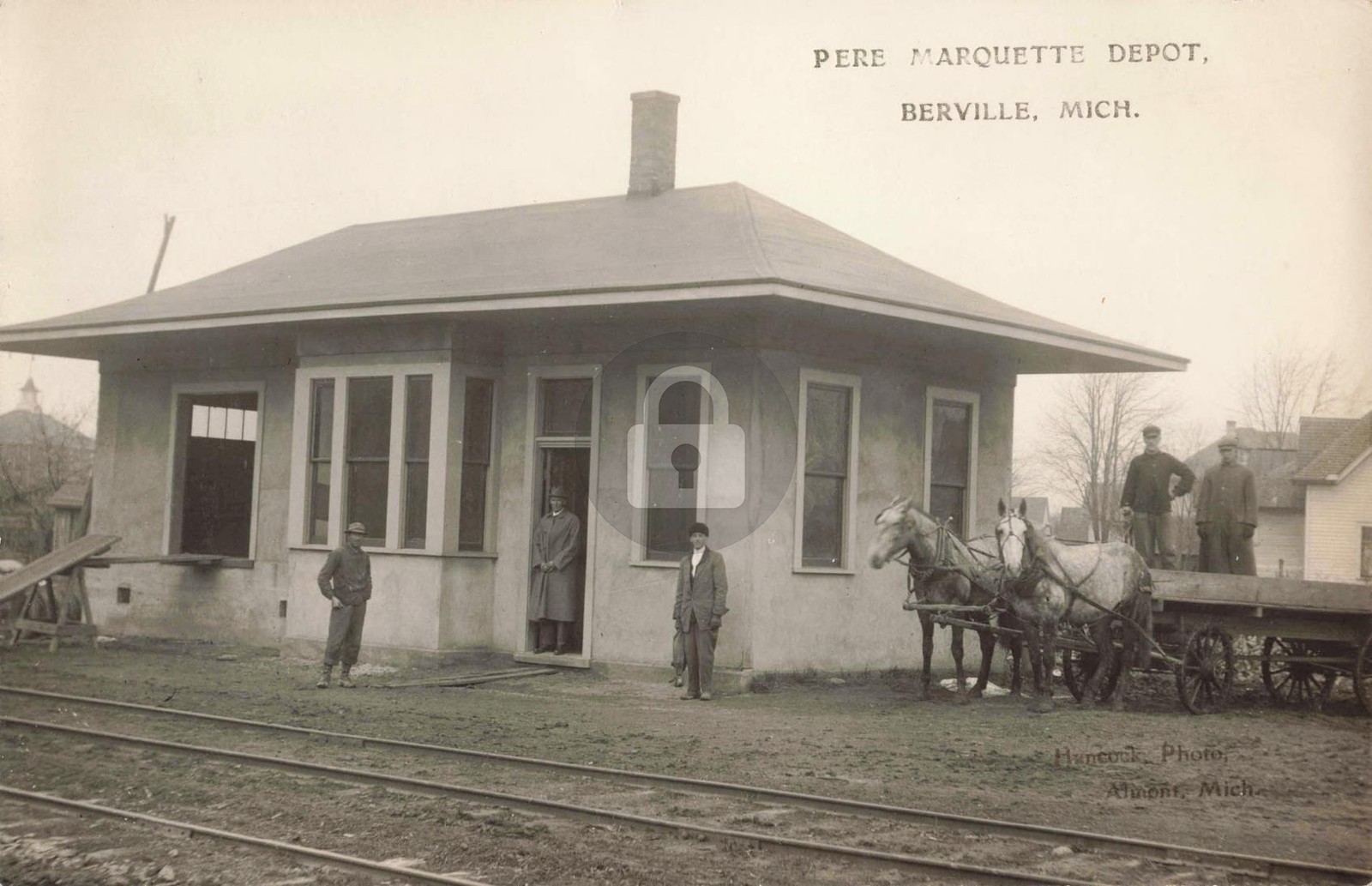 Railroad P.M. Depot, Berville MI Michigan RPPC Photo Postcard COPY Railroad P.M. Depot, Berville MI Michigan RPPC Photo Postcard COPY