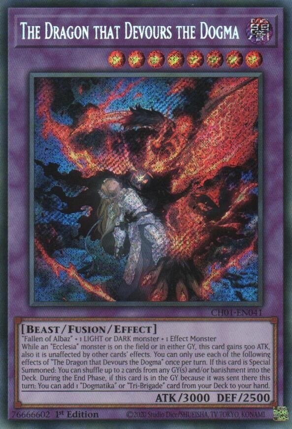 YUGIOH 1x The Dragon that Devours the Dogma (Secret Rare) Secret Rare CH01-EN041 YUGIOH 1x The Dragon that Devours the Dogma (Secret Rare) Secret Rare CH01-EN041