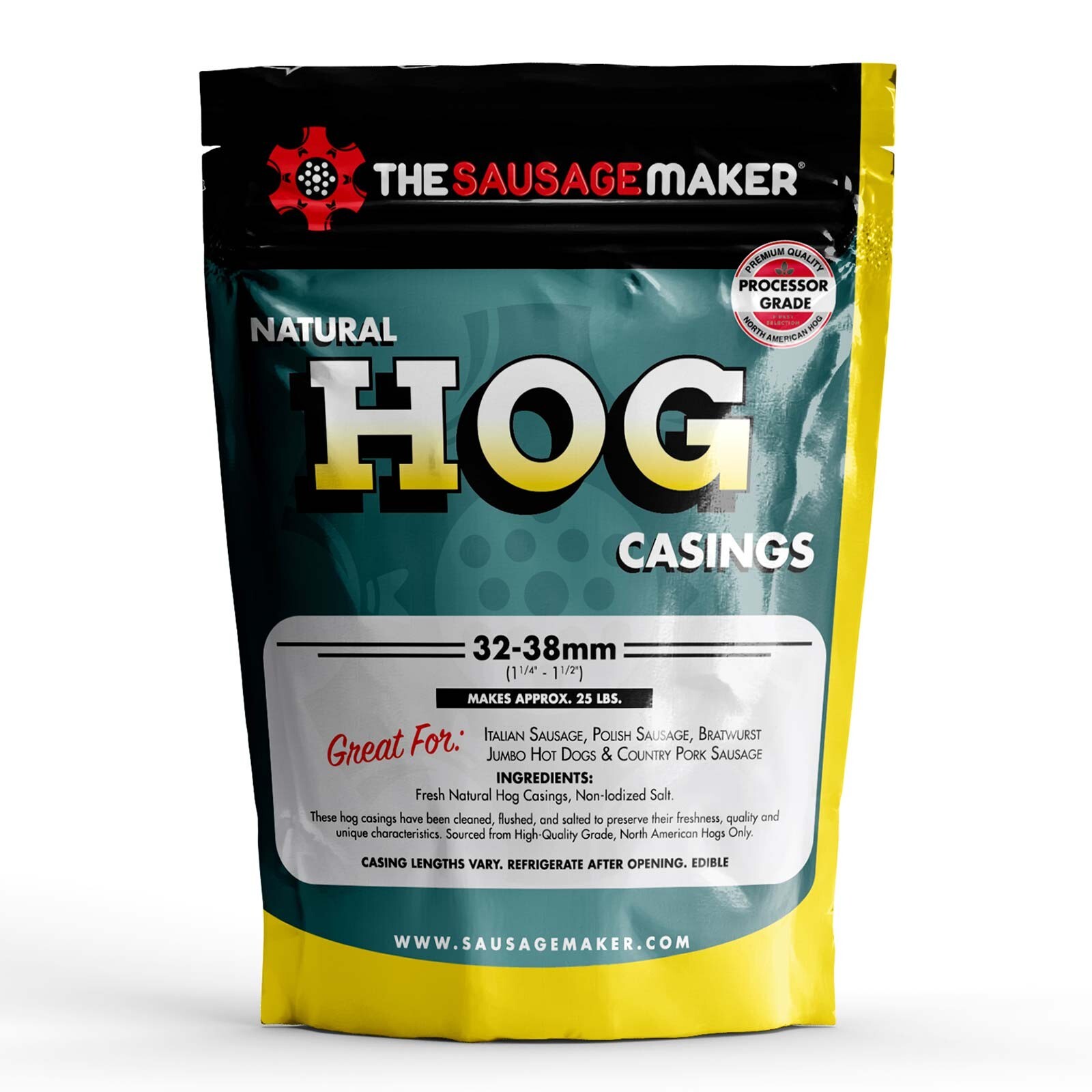The Sausage Maker Natural Hog Sausage Casings 32-38 MM Stuffs 25Lb Meat One Pack The Sausage Maker Natural Hog Sausage Casings 32-38 MM Stuffs 25Lb Meat One Pack