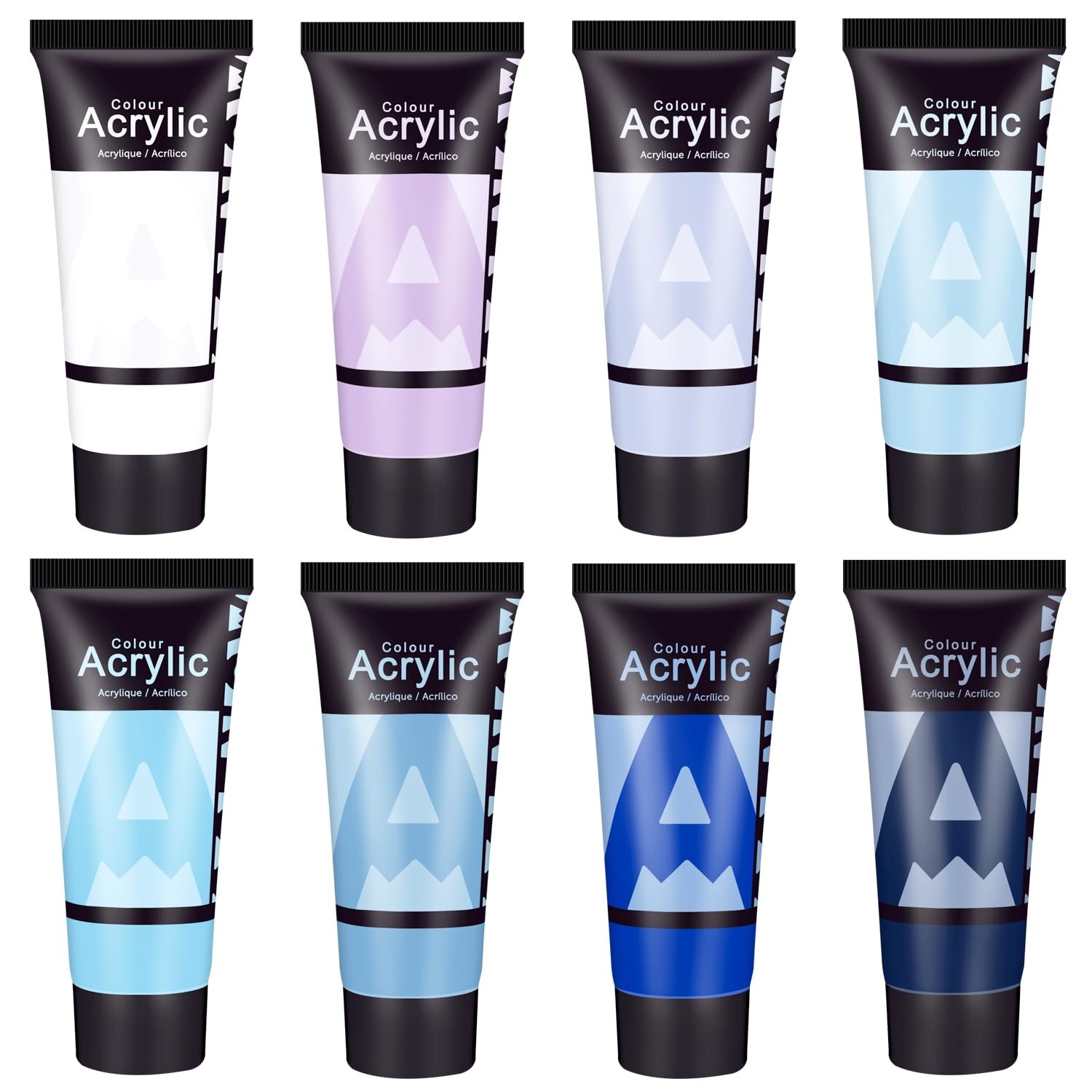 Blue Acrylic Paint Set - 8 Ocean Coastal Colors 0.71 Fl Oz / 21ml Tubes Aqua ...