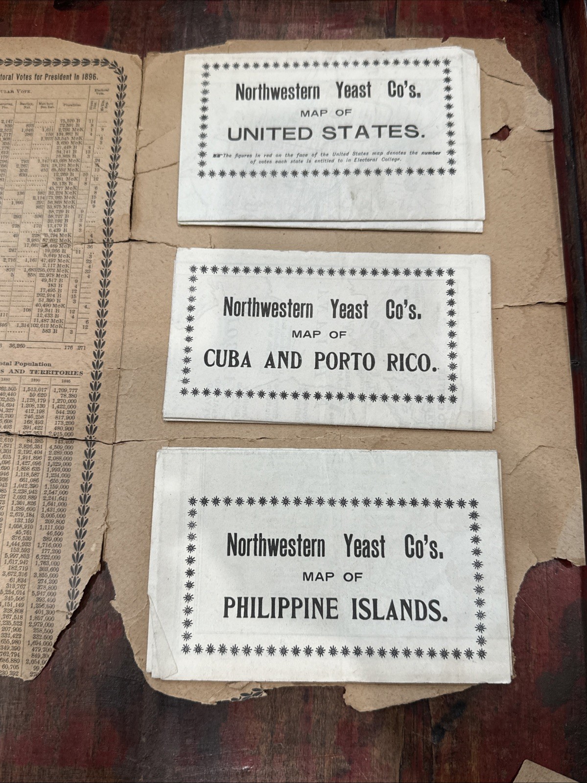 1899 Northwestern Yeast Co Improved Maps United States Cuba Philippines INTACT
