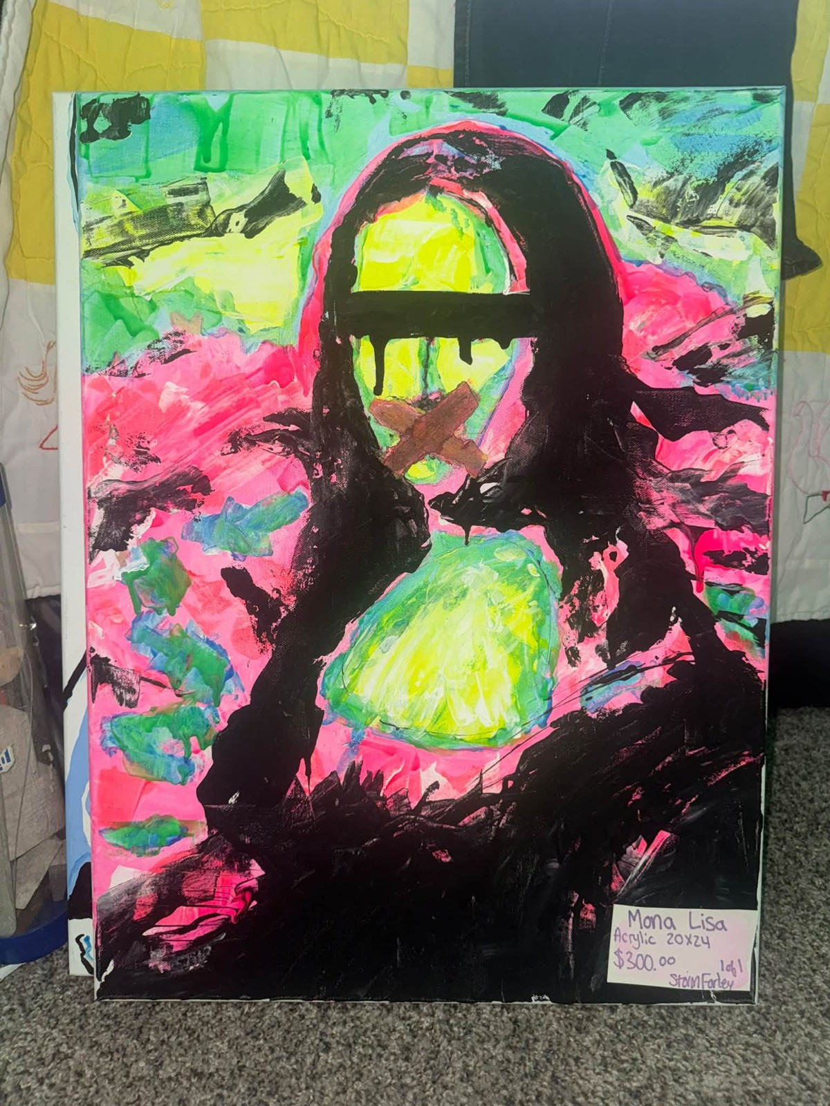 Mona Lisa Reimagined Original Acrylic Painting 20x24 Bold Abstract Pop Art