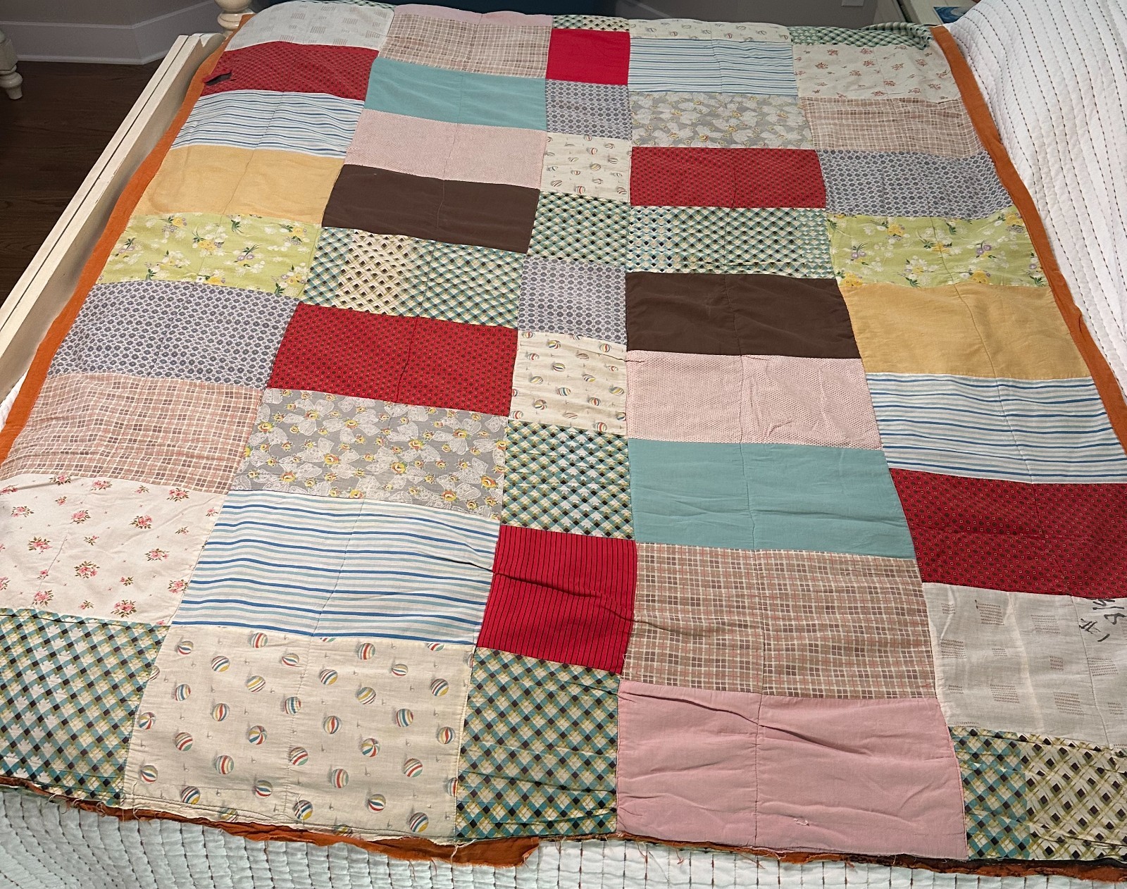 RARE Antique Handmade 1920's, 1930's  Depression Era Utility Patchwork Quilt