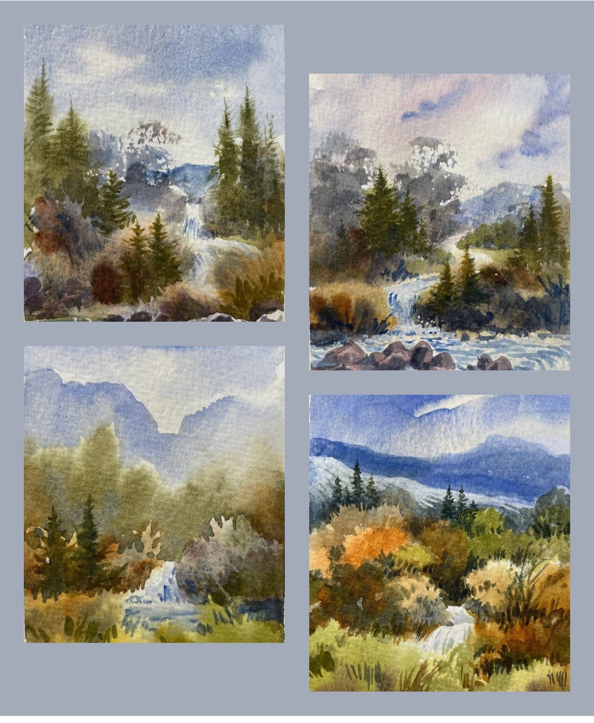 Pamela Wilhelm Lot Of 4 FOUR Original Landscape Watercolors 3”x4.5” Each Pamela Wilhelm Lot Of 4 FOUR Original Landscape Watercolors 3”x4.5” Each