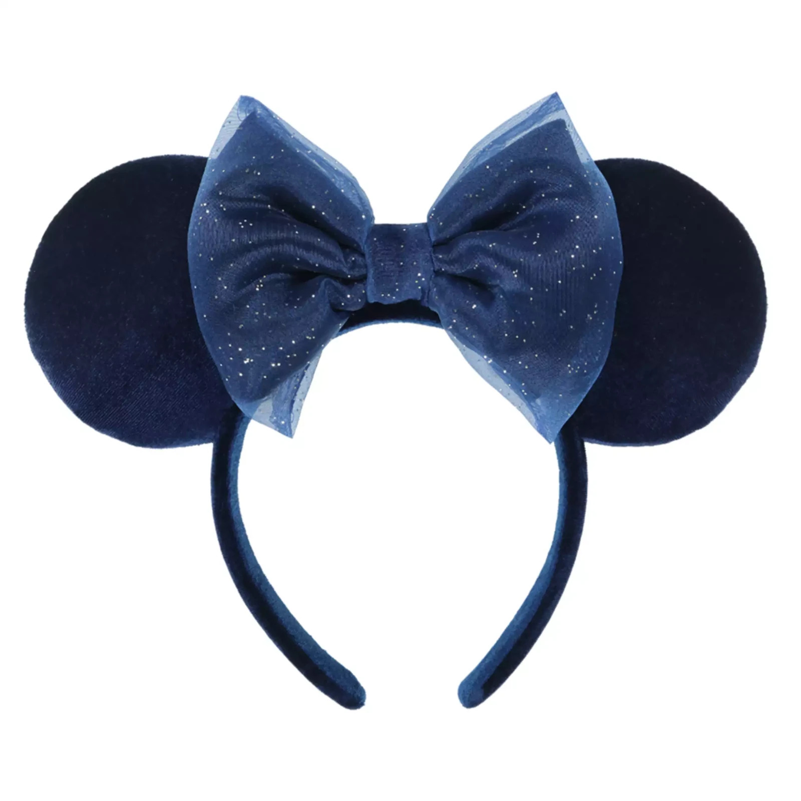 Tokyo Disney Minnie Mouse Ears Headband Navy Blue Velvet Glitter Bow Japan Tokyo Disney Minnie Mouse Ears Headband Navy Blue Velvet Glitter Bow Japan