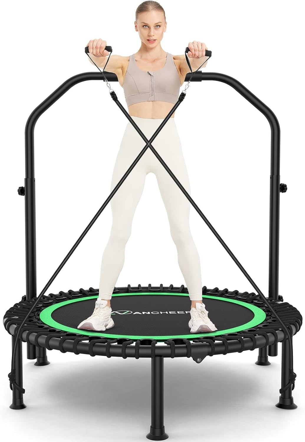 40/48inch Foldable Rebounder Trampoline for Adults/Kids with Resistance Bands🥰