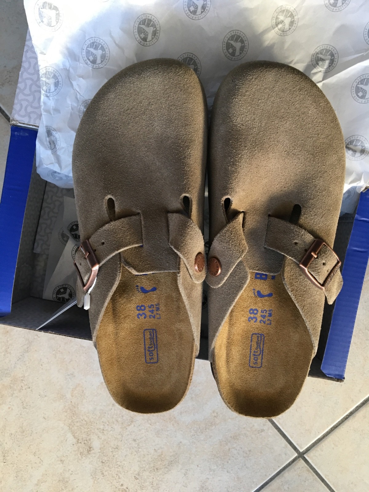 Birkenstock Boston, color Taupe (MANY SIZES AVAILABLE) new with box Birkenstock Boston, color Taupe (MANY SIZES AVAILABLE) new with box