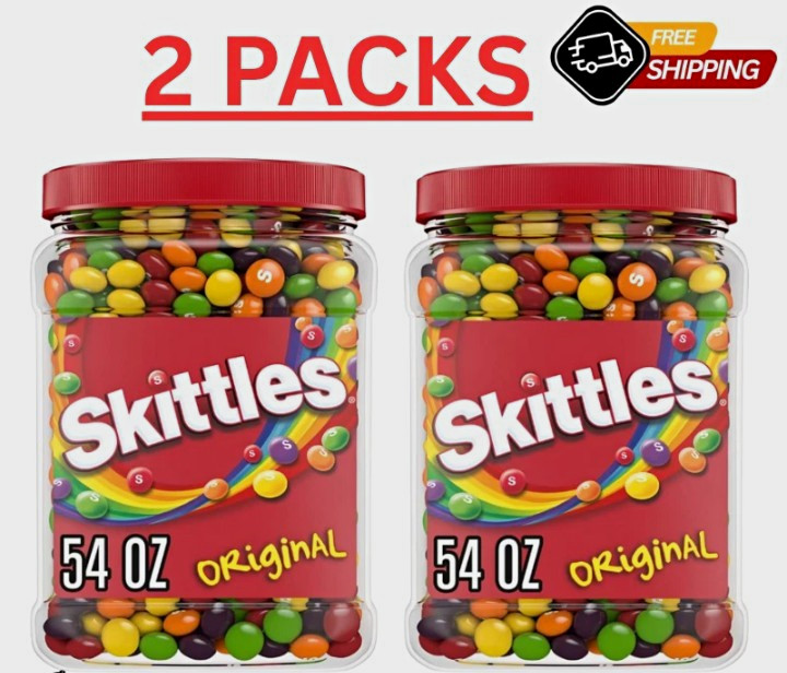 Skittles Original Bite Size Candies, Soft Sweet & Marshmallow, 54 oz Jar, 2 Pack Skittles Original Bite Size Candies, Soft Sweet & Marshmallow, 54 oz Jar, 2 Pack