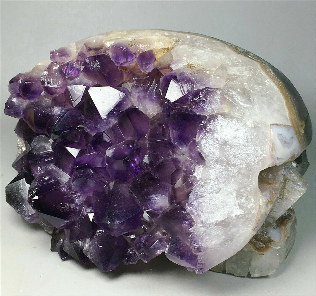 5.13 lbNatural Agate&Amethyst Geode Cluster Point Crystal Carved Skull Healing 