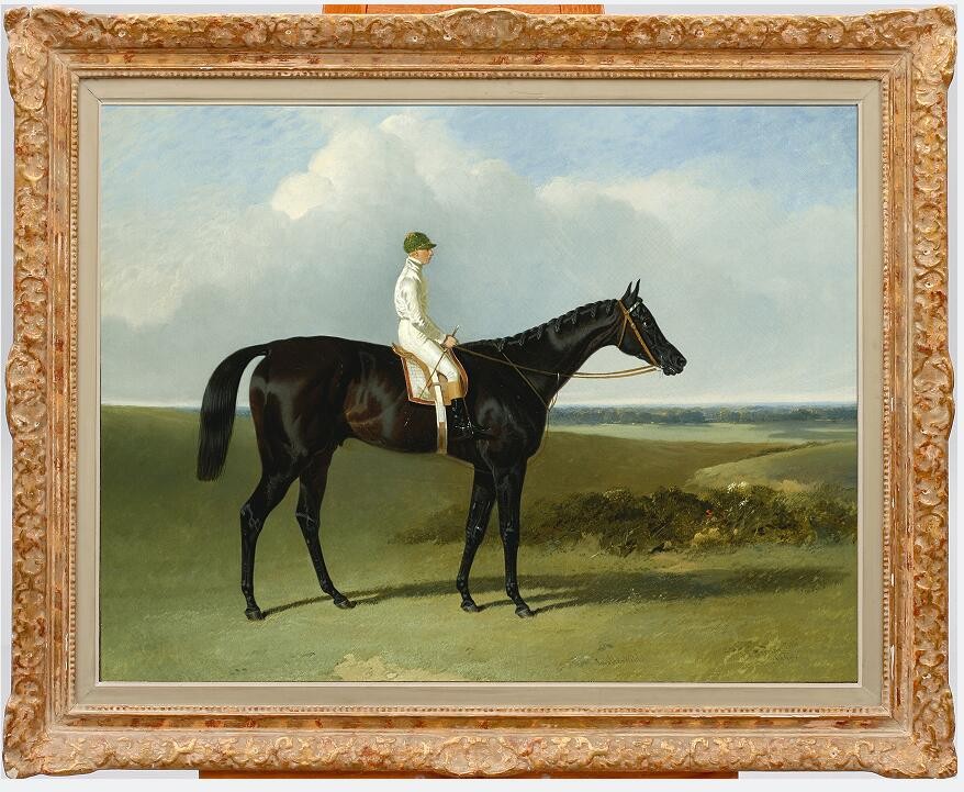 Vintage 19th Century British Racehorse Oil Painting Classic Equestrian Canvas Vintage 19th Century British Racehorse Oil Painting Classic Equestrian Canvas