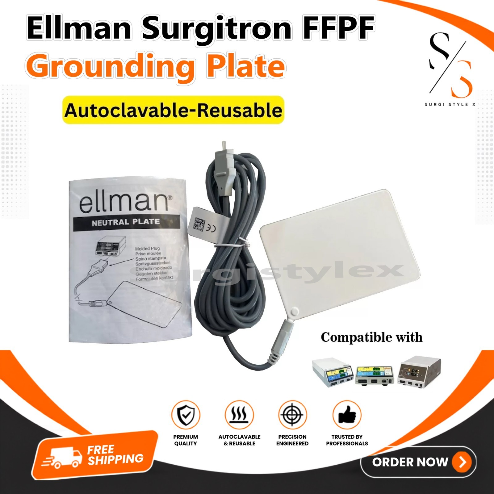 Ellman Surgitron 4.0 Dual RF 120 IEC Neutral Plate with Cable Autoclavable CE