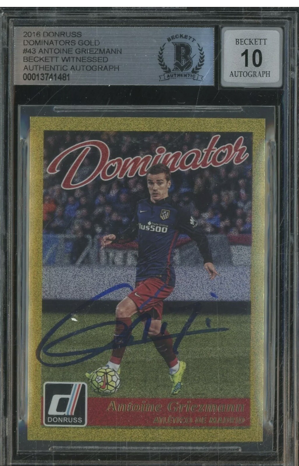 2016-17 Antoine Griezmann Donruss Gold Signed #43 BAS Beckett Witness Grade 10 2016-17 Antoine Griezmann Donruss Gold Signed #43 BAS Beckett Witness Grade 10