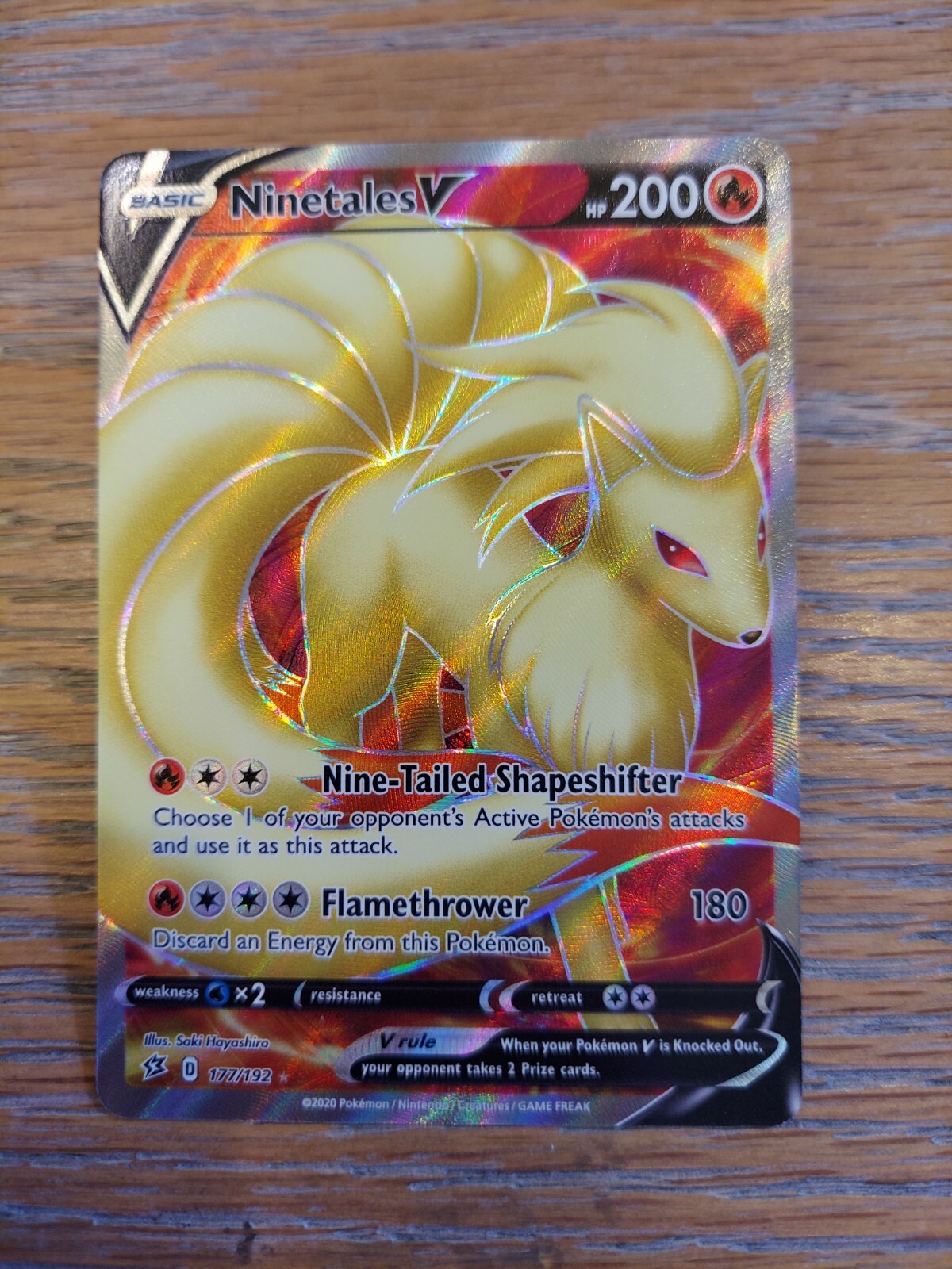 Ninetales V 177/192 Rebel Clash NM Full Art Ultra Rare Pokemon Card