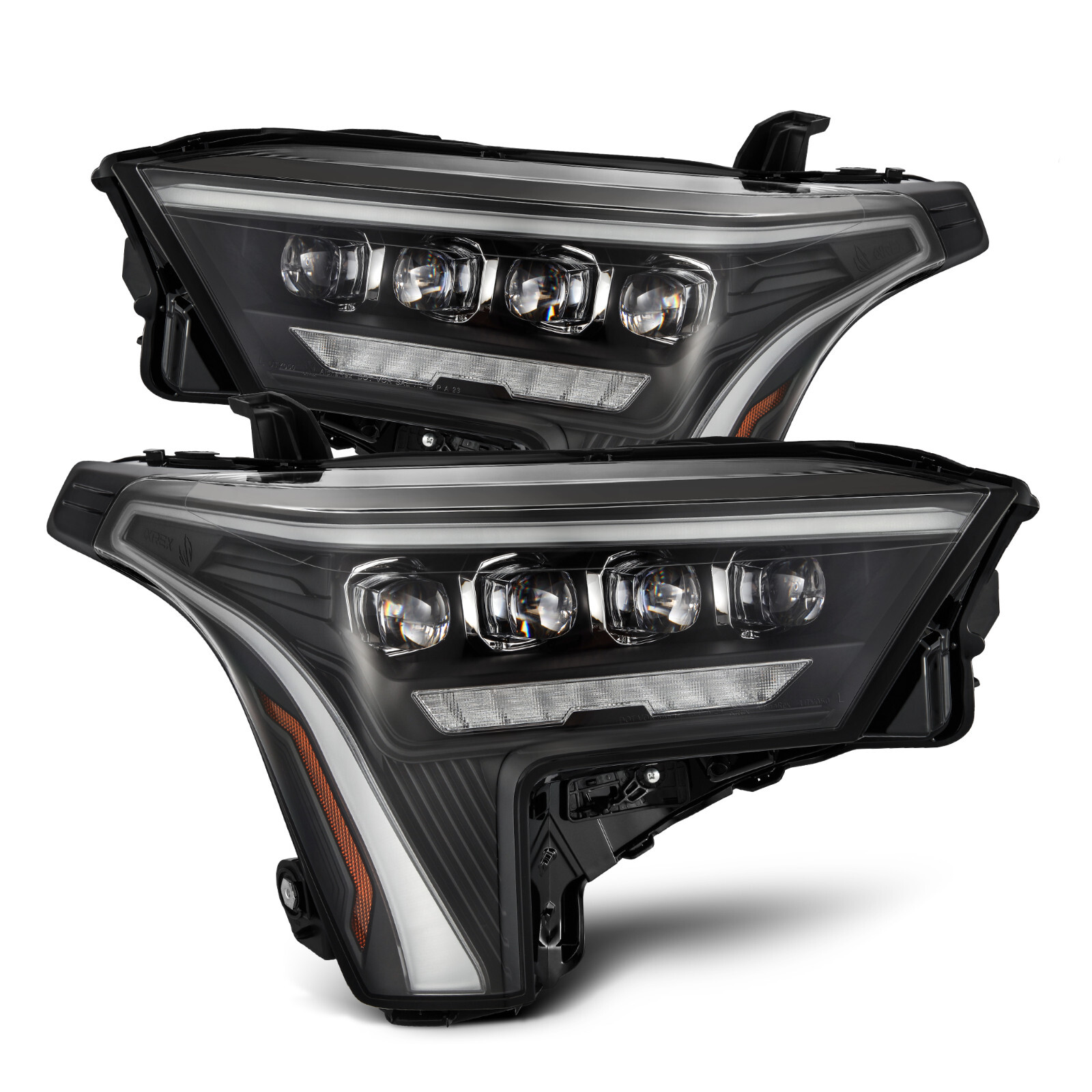 For 22-26 Toyota Tundra Sequoia AlphaRex NOVA Black LED Headlights w/ Amber DRL