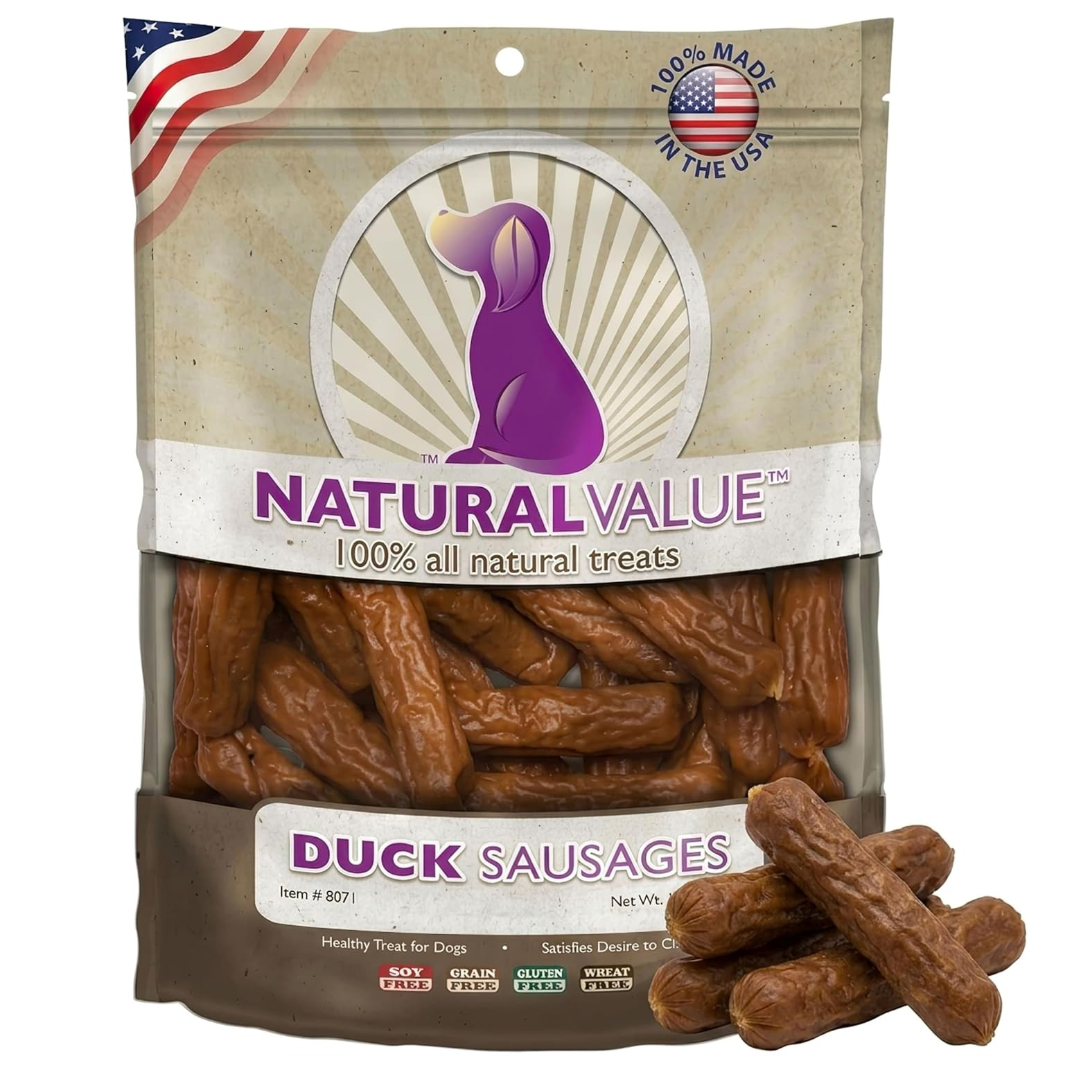 Loving Pets Natural Value Duck Sausages - Soft Jerky Dog Treats for Large & Smal Loving Pets Natural Value Duck Sausages - Soft Jerky Dog Treats for Large & Smal