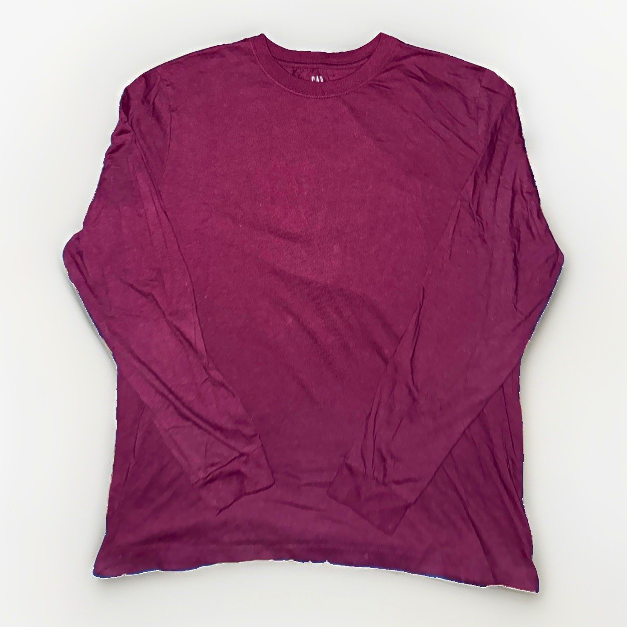 GAP Men\'s Burgundy Solid Crew Neck Long Sleeve T-Shirt Size L Regular GAP Men\'s Burgundy Solid Crew Neck Long Sleeve T-Shirt Size L Regular