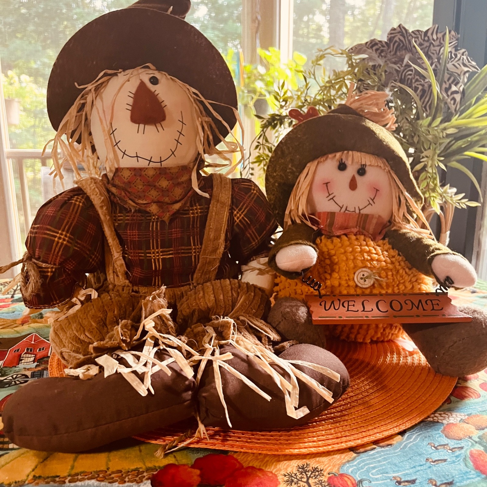 Halloween/Fall Primitive Autumn Scarecrow Dolls Shelf Si Halloween/Fall Primitive Autumn Scarecrow Dolls Shelf Si