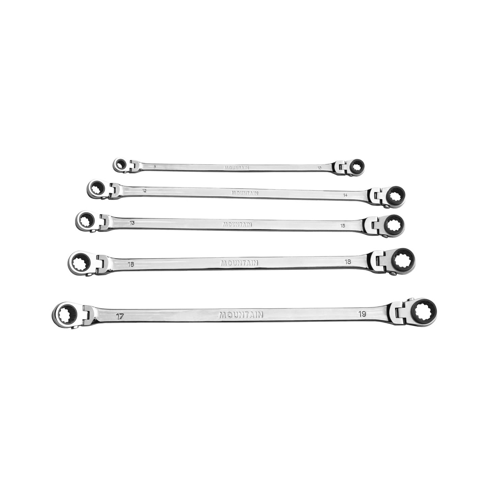 MOUNTAIN RM6, 5 Piece Metric Double Box Universal Spline Reversible Ratchetin... MOUNTAIN RM6, 5 Piece Metric Double Box Universal Spline Reversible Ratchetin...