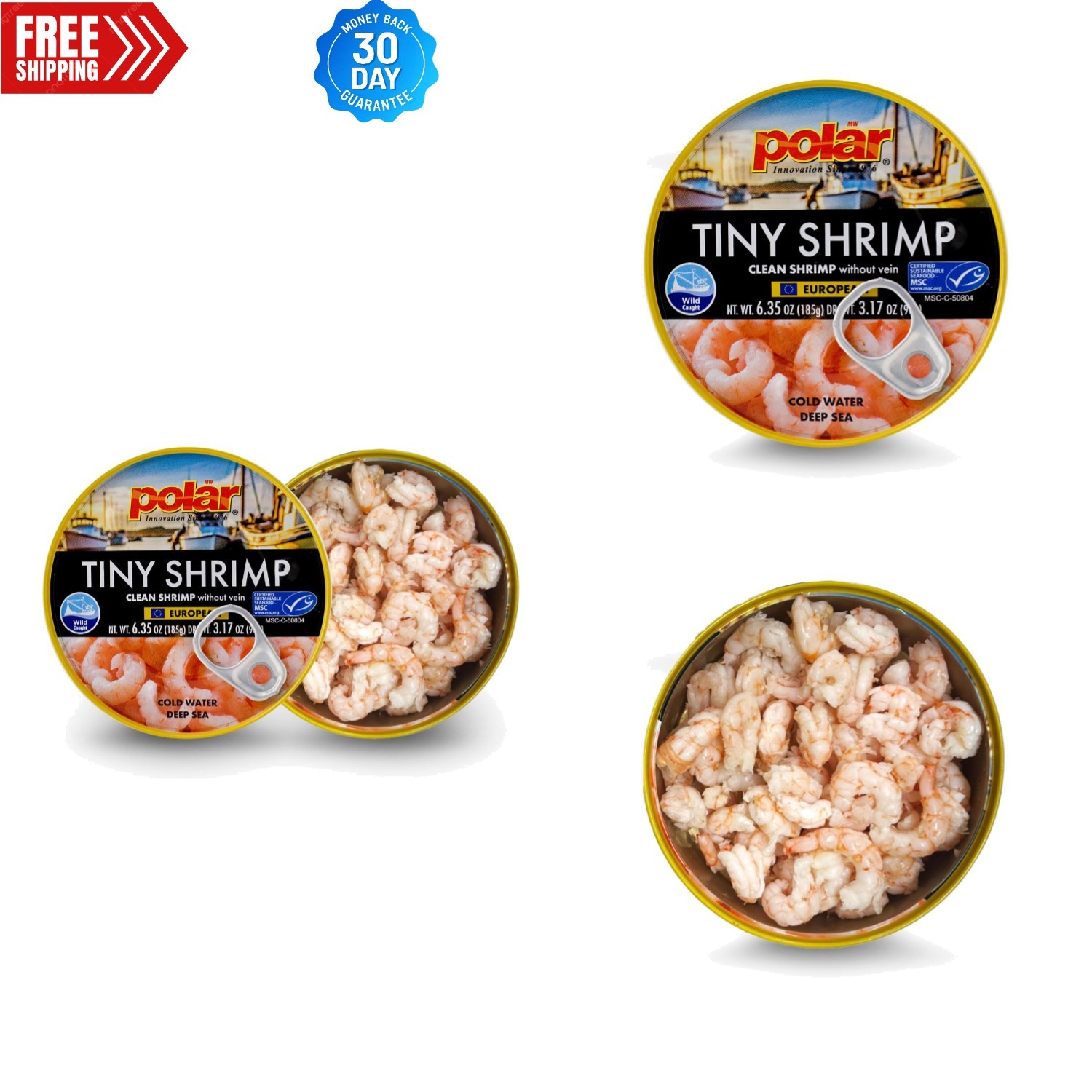 Sustainable Tiny Shrimp - 20g Lean Protein, Canned Seafood from Denmark, 6.35oz Sustainable Tiny Shrimp - 20g Lean Protein, Canned Seafood from Denmark, 6.35oz