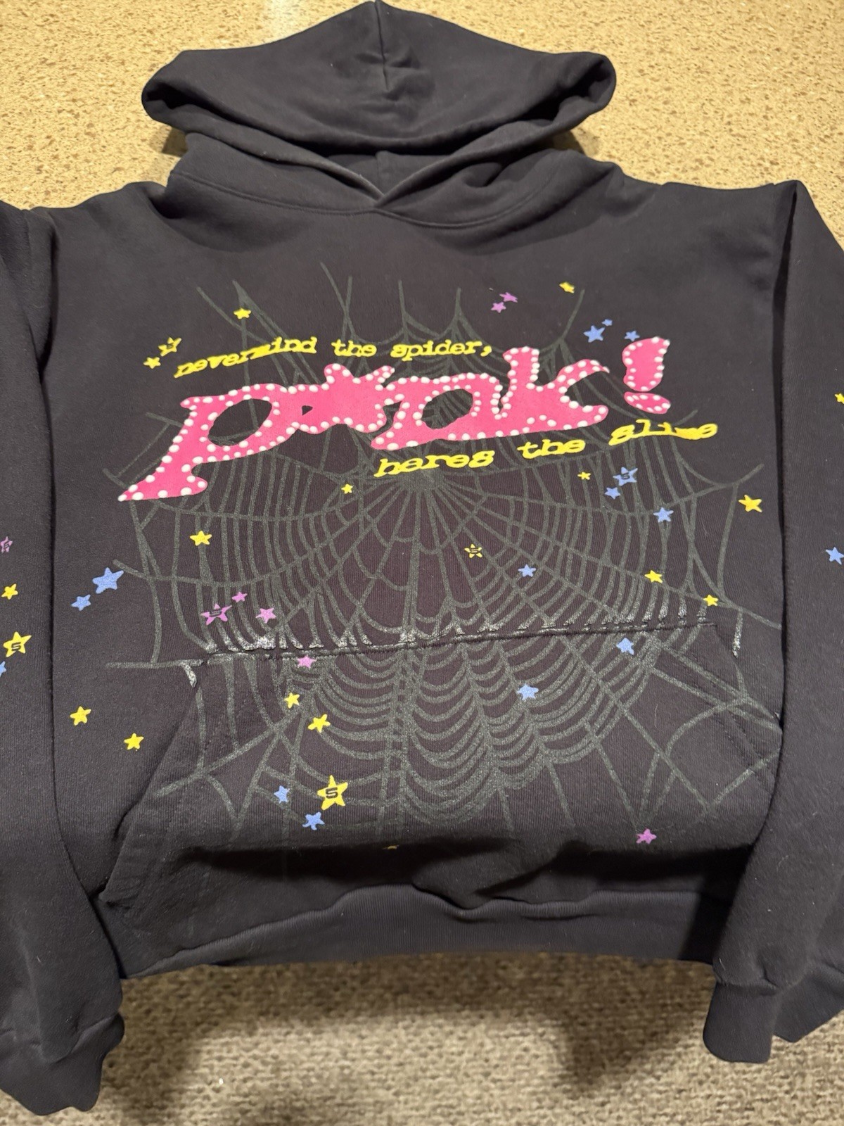 Sp5der Worldwide × Young Thug Sp5der Black Pink Hoodie Size L