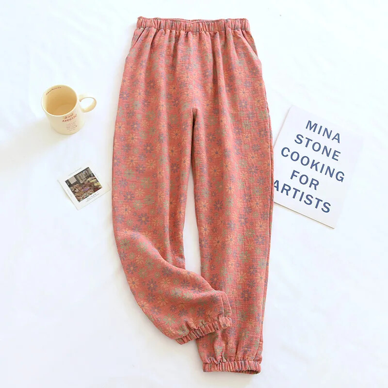 Hot Women\'s Casual Loose Printed Pajamas Cotton House Pants Sport Summer Trouser
