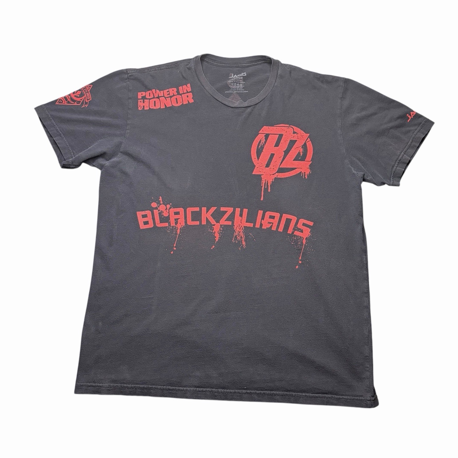 Vintage Jaco Blackzillians Blood Crew MMA T Shirt Men’s L Black Y2K Double Sided Vintage Jaco Blackzillians Blood Crew MMA T Shirt Men’s L Black Y2K Double Sided