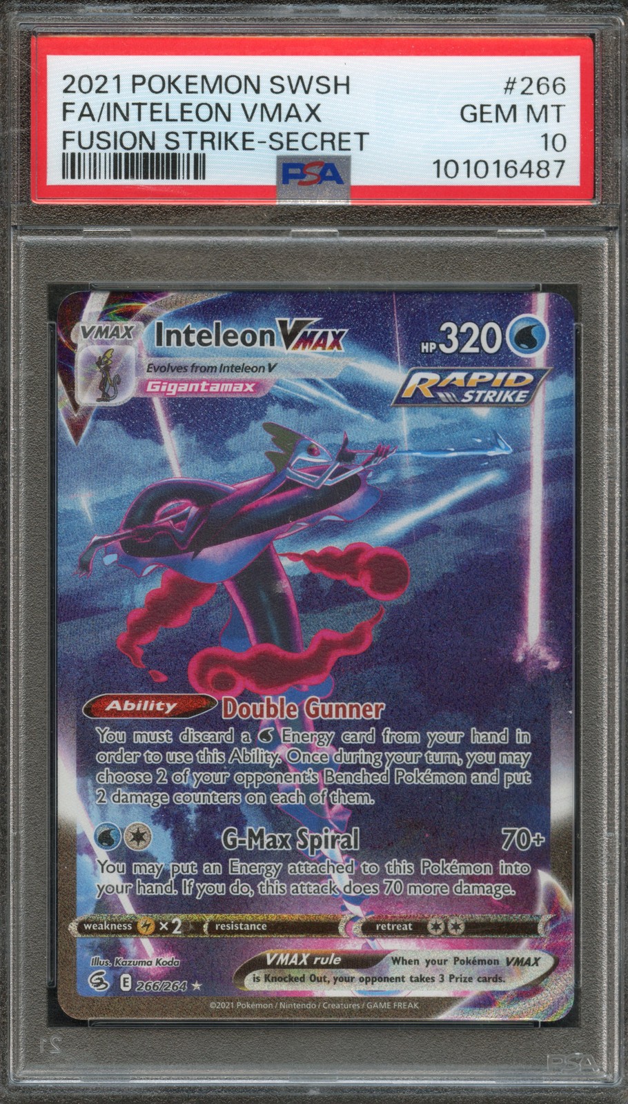 PM - 2021 - POKEMON SWSH - FUSION STRIKE - #266 - INTELEON VMAX - PSA 10