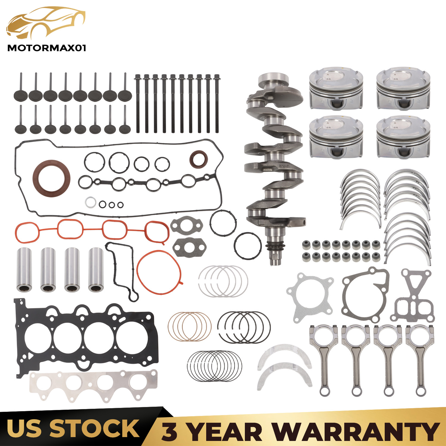 Engine Overhaul Rebuild Kit For 2012-2016 Hyundai Kia Accent Rio Soul 1.6L G4FD